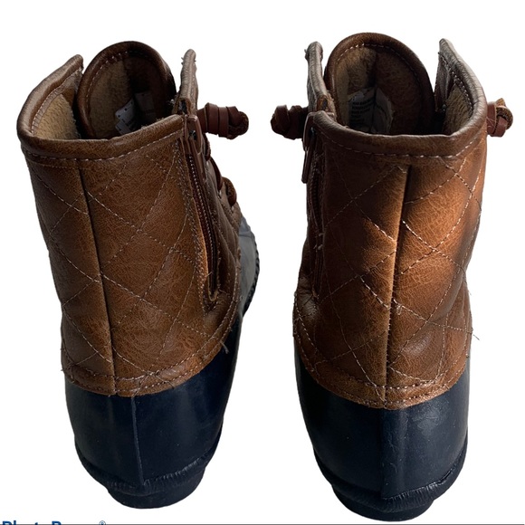 Stevies Kids Sz 2 Navy Brown Duck Boots - Picture 4 of 5